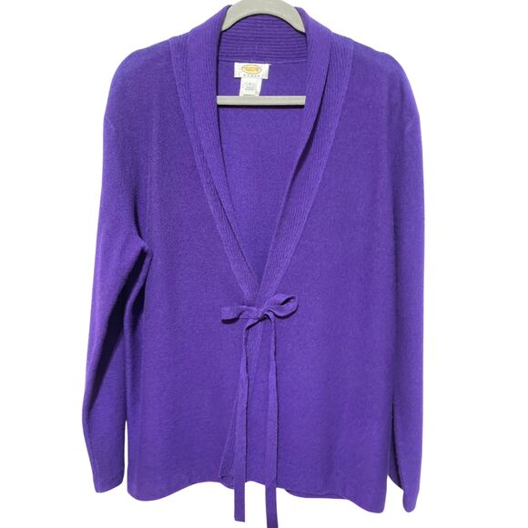 Talbots Purple Wool Open Front Knit Cardigan Large - Picture 7 of 12
